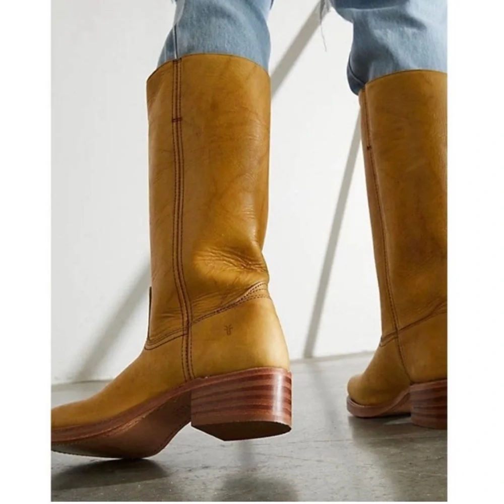 Frye Vintage Banana Yellow Leather Campus Boots Size 6.5 - Picture 13 of 13